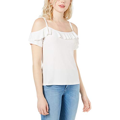 Bar III Flounce Trim Cold Shoulder Top