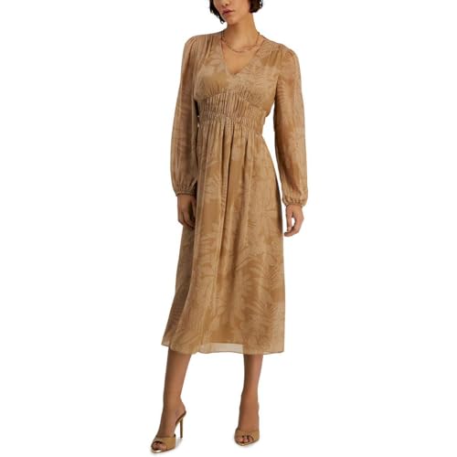 INC International Concepts Womens Printed V Neck Chiffon Dress