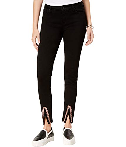 Celebrity Pink Juniors Embroidered Slit Hem Skinny Jeans