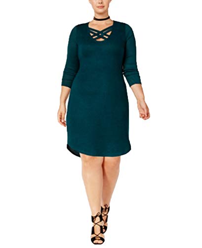 Planet Gold Trendy Plus Size Lattice Trim Sheath Dress