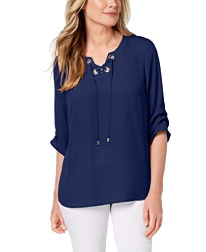 JM Collection Lace Up Tiered Sleeve Top