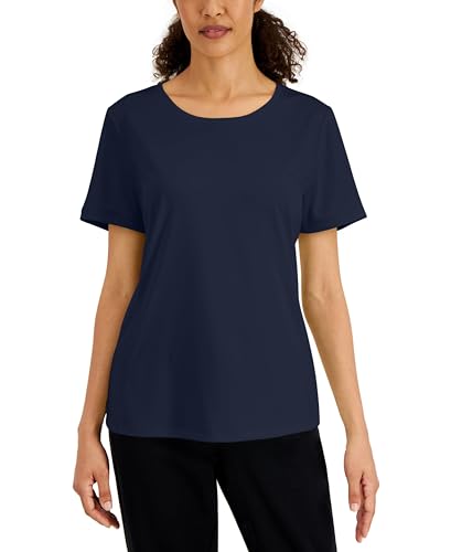 Karen Scott Womens Short Sleeve Solid Knit T-Shirt