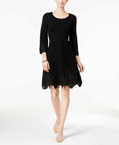 Charter Club Petite Lace Hem Fit Flare Dress