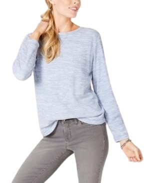 Karen Scott Long Sleeve Spacedye Microfleece Top