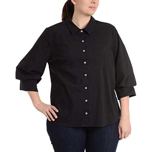 NY Collection Plus Size Blouson Sleeve High Low Hem Blouse