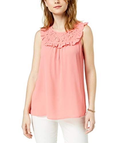 Maison Jules Ruffled Lace Contrast Top