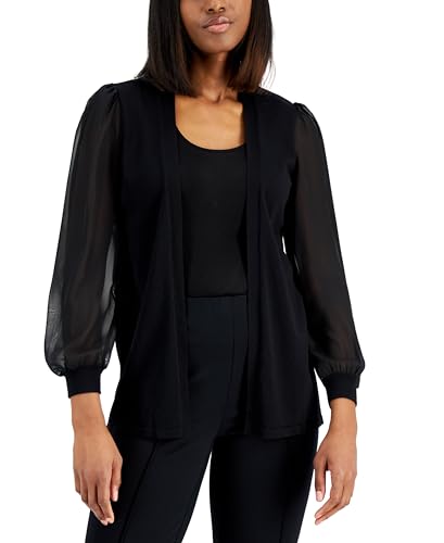 Alfani Chiffon Sleeve Open Front Cardigan