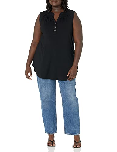 Plus Size Smock Henley Tunic Top
