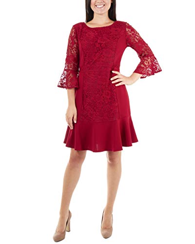 NY Collection Lace Flounce Hem Shift Dress