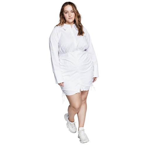 Now This Plus Size Ruched Poplin Shirtdress