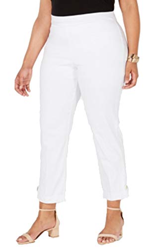 Plus Size Button-Hem Pull-On Pants