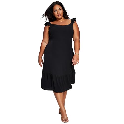 Now This Trendy Plus Size Flutter Sleeve Midi Dress