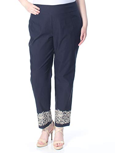 Charter Club Plus Size Tummy Control Embroidered Cuff Pants