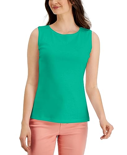 Karen Scott Petite Cotton Boat Neck Tank Top