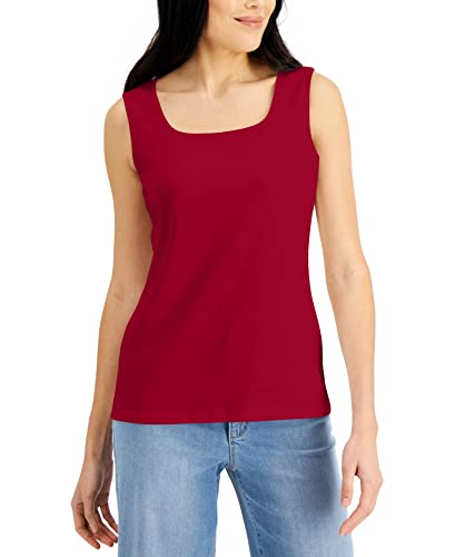 Karen Scott Petite Cotton Square Neck Tank Top