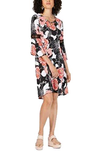 NY Collection Petite Printed Crochet Trim Dress