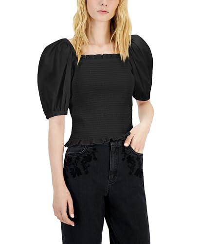 INC International Concepts Womens Puff Sleeve Smocked Top