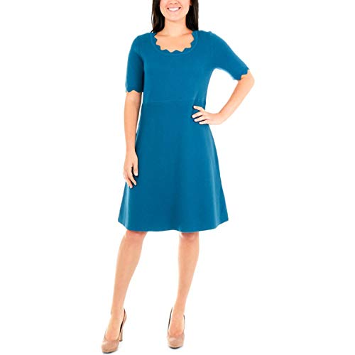 NY Collection Petite Scalloped Fit Flare Sweater Dress
