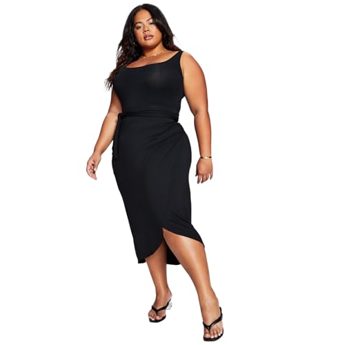 Now This Trendy Plus Size Side Tie Midi Dress