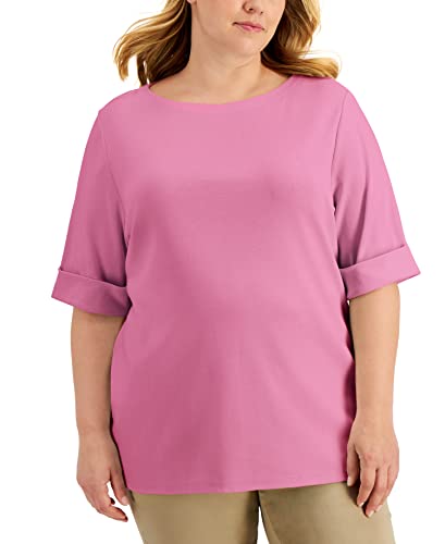 Karen Scott Plus Size Cotton Elbow Sleeve Top