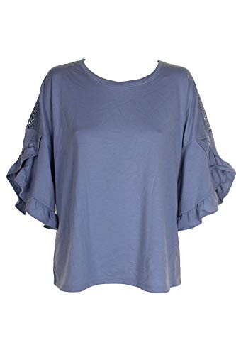 Ruffled Crochet-Inset Sweatshirt
