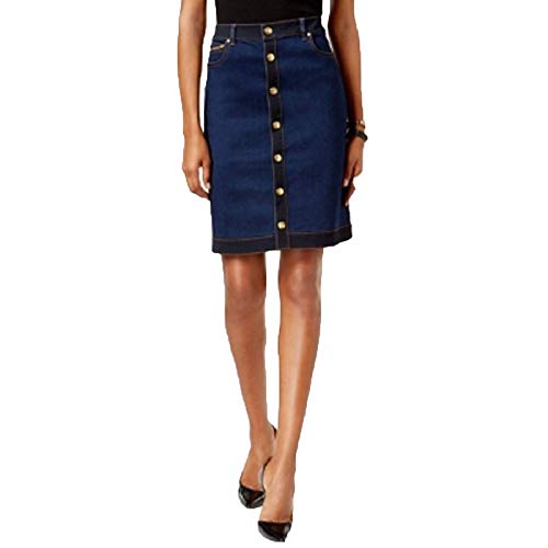 Inc International Concepts Button-Front Denim Skirt