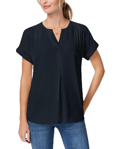 Charter Club Petite Split Neck Top
