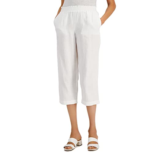 Charter Club Linen Cropped Pull On Pants