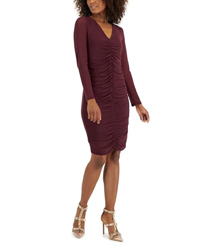 INC International Concepts Womens V Neck Ruched Mesh Dress