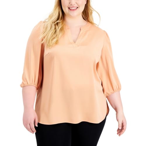 Anne Klein Plus Size Split Neck Blouse