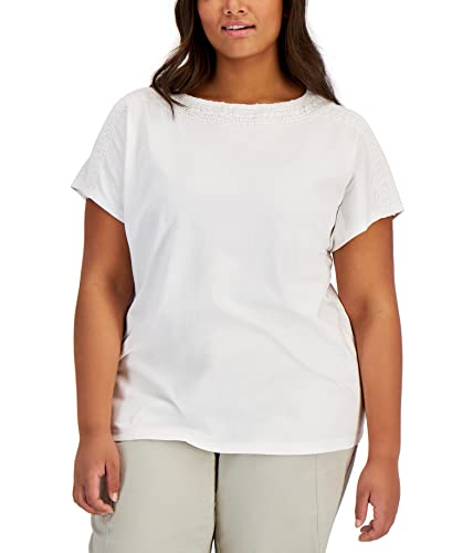 Karen Scott Plus Size Crochet Trim Top