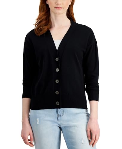 Style & Co Womens Cropped Button Cardigan