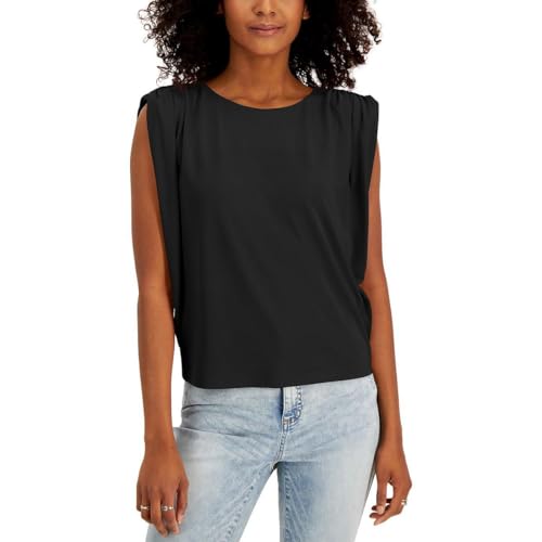 INC International Concepts Womens Ruched Shoulder Sleeveless Top