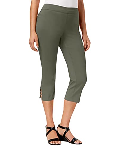JM Collection Pull On Lattice Inset Capri Pants