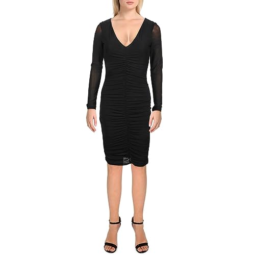 INC International Concepts Womens V Neck Ruched Mesh Dress