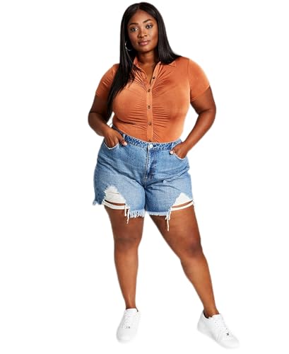 Now This Trendy Plus Size High Rise Boyfriend Jean Shorts