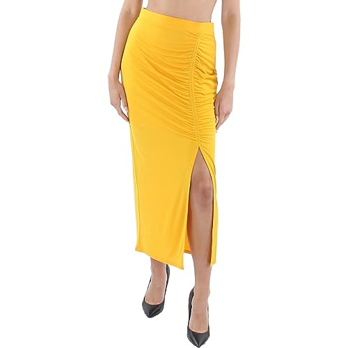 INC International Concepts Womens Ruched Slit Midi Skirt