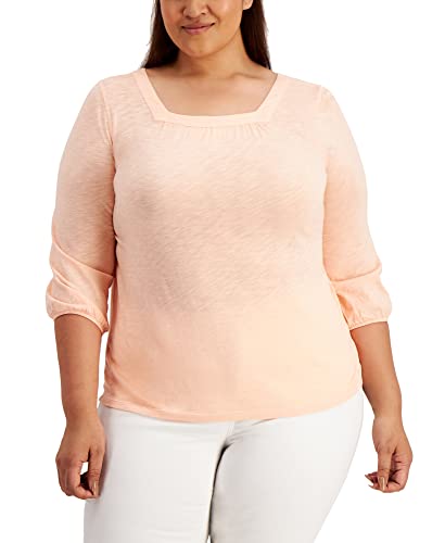 Style & Co Plus Size 3/4 Sleeve Square Neck Top
