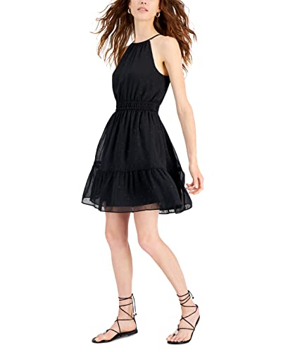 International Concepts Womens Clip Dot Tiered Halter Mini Dress