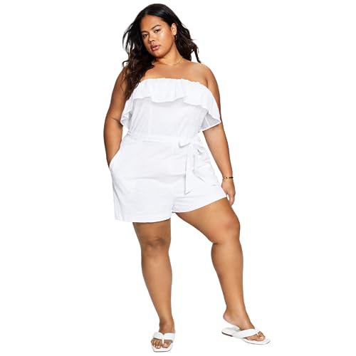 Bar III Trendy Plus Size Strapless Eyelet Romper