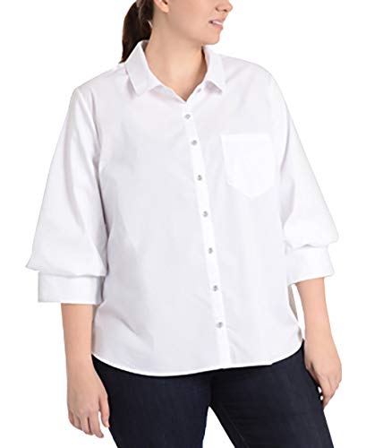 NY Collection Plus Size Blouson Sleeve High Low Hem Blouse
