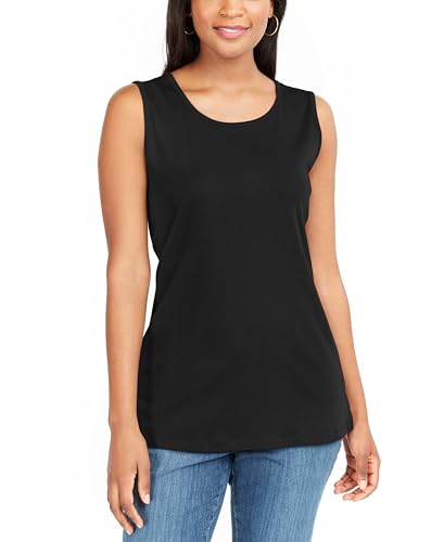 Karen Scott Womens Short Sleeve Cotton Tunic Tank Top