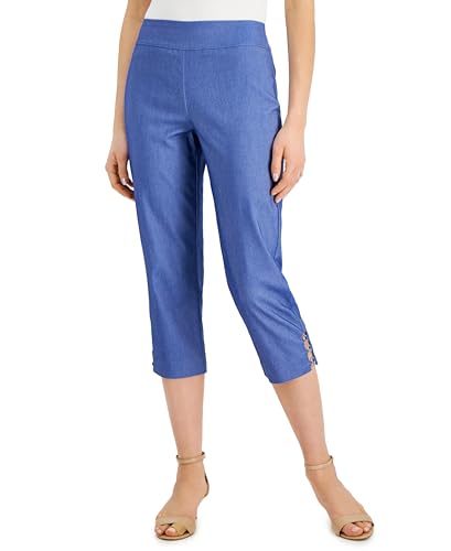 JM Collection Womens Denim Ring Detail Capri Pants