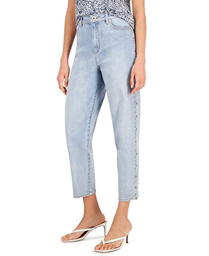 INC International Concepts Womens High Rise Studded Cropped Mom Jeans