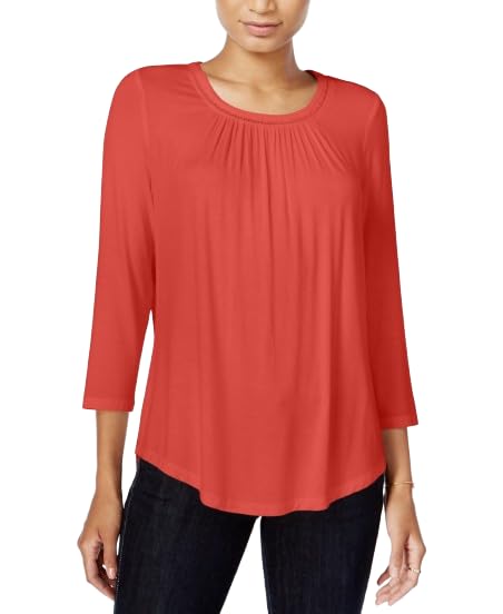 Maison Jules Ruched Scoop Neck Top