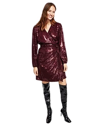 International Concepts Womens Sequin Mini Wrap Dress