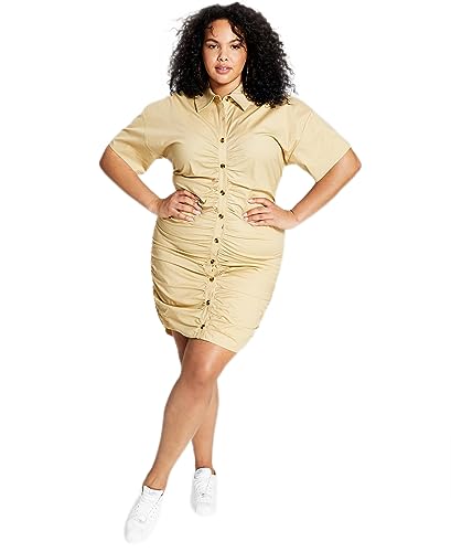 Now This Trendy Plus Size Ruched Shirtdress