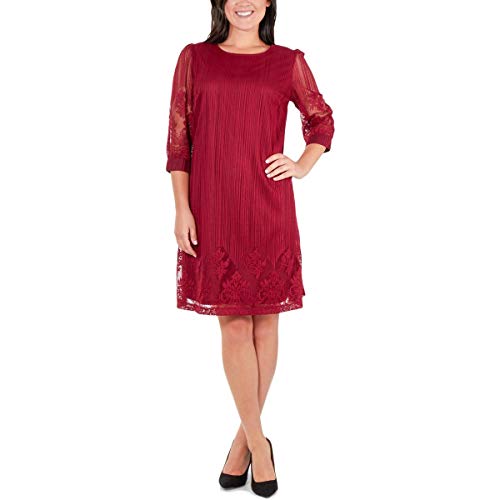 NY Collection Petite Lace Trim A Line Dress