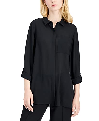Alfani Petite Button Front Tunic Top