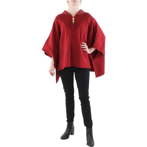 Anne Klein Mock Neck Half- Zip Poncho